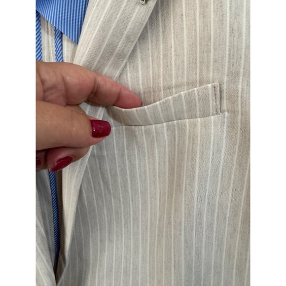 NEW! Tommy Hilfiger Womens Blazer, Suit Jacket, Light Tan White Stripes, Size 16 - Picture 7 of 14